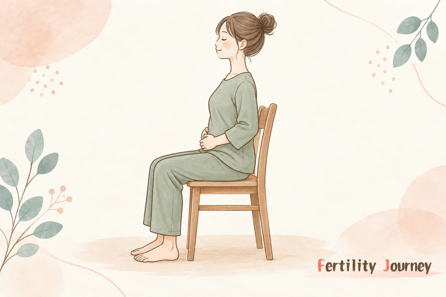 安定した椅子に座り、足裏を床につけて呼吸する姿勢のイメージ